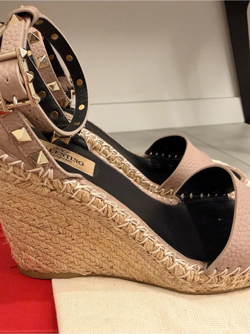 Valentino Garavani Rockstud Double Espadrille Wedge Sandals - Picture 4 of 8
